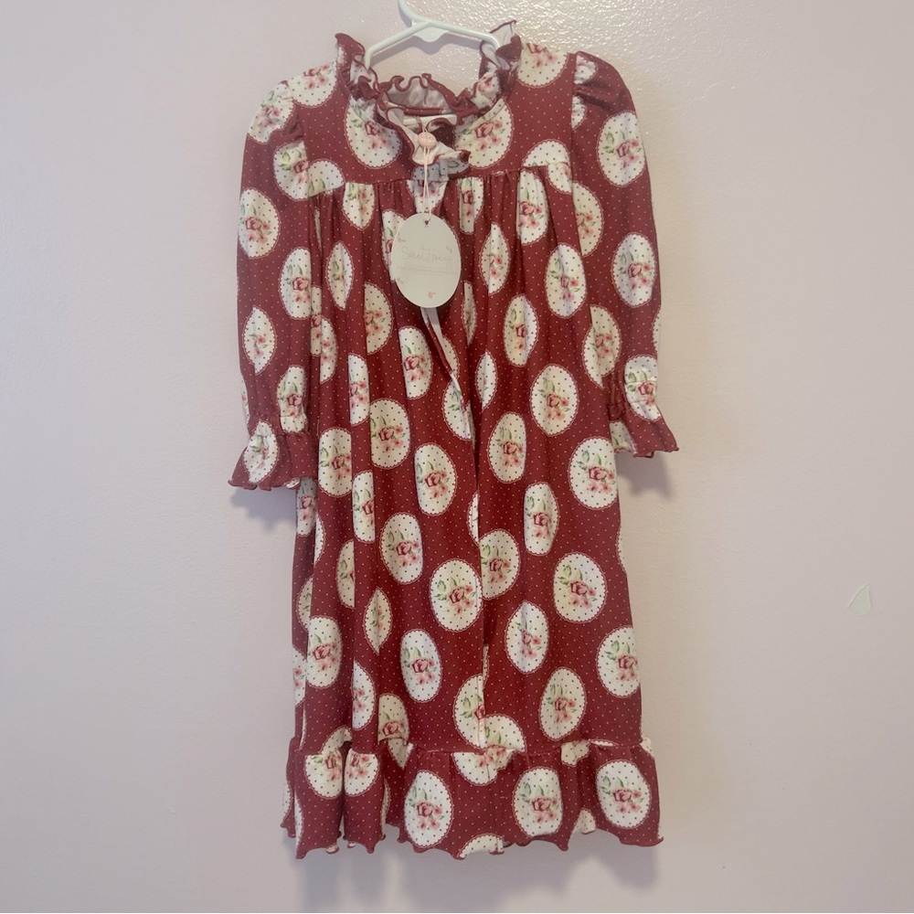 NWT SweetHoney Deep Red Rose Print Robe Sz 18 Mo